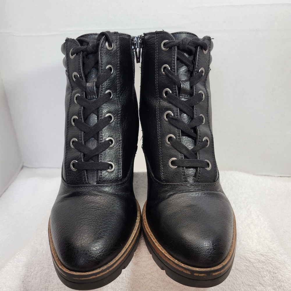 Naturalizer Madalynn Black Combat Ankle Womens Sz 7.5 Zip Lace Up Boots Y2K